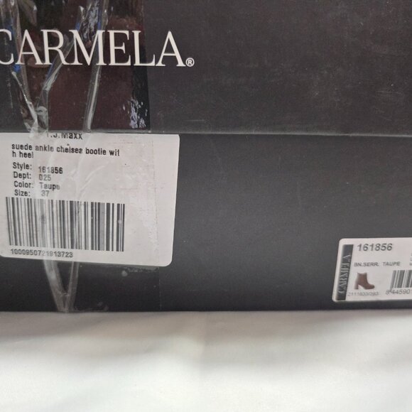 Carmela Suede Ankle, Chelsea Bootie with Heel in Taupe, Women's Size 37, NIB - Picture 8 of 10